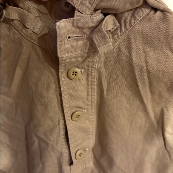 J. Crew Vintage Anorak Khaki Hooded Quarter Button Up Drawstring Waist Size XS - Picture 5 of 6